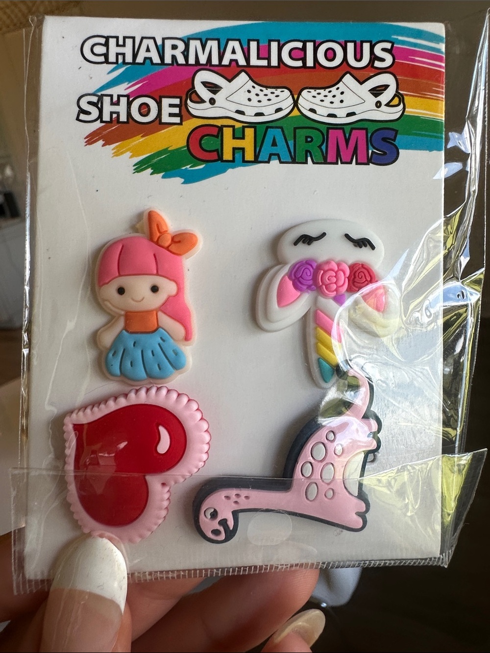 CROCS Pink Multicolor Kids Shoe Charms - Mermaid & Hearts
